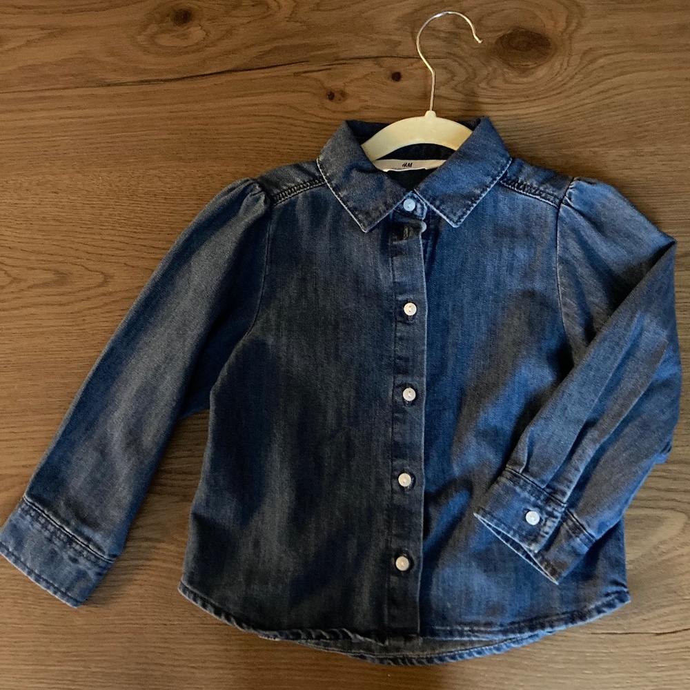 H&M Denim Shirt, Blouse, Button Down, Lightweight denim, jean